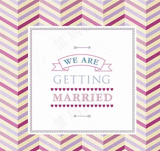 清新条纹婚礼邀请卡矢量素材图片