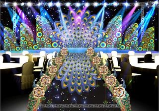宝石蓝孔雀主题婚礼主舞台