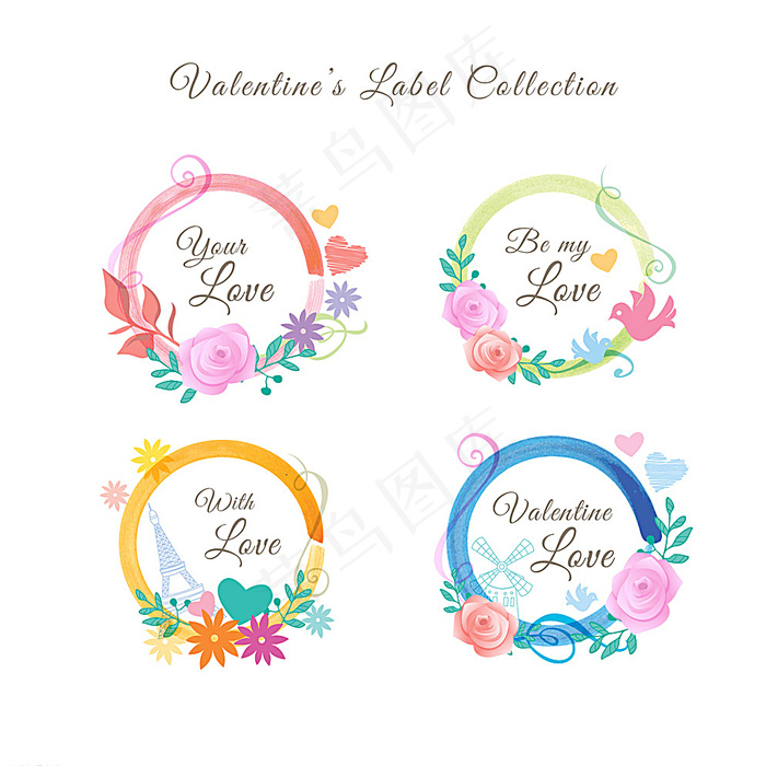 手绘玫瑰花草花纹边框图片