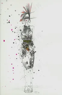 点状无袖连衣裙