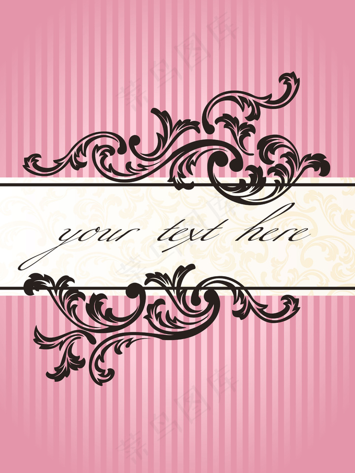 粉红条纹黑色花纹背景矢量素材