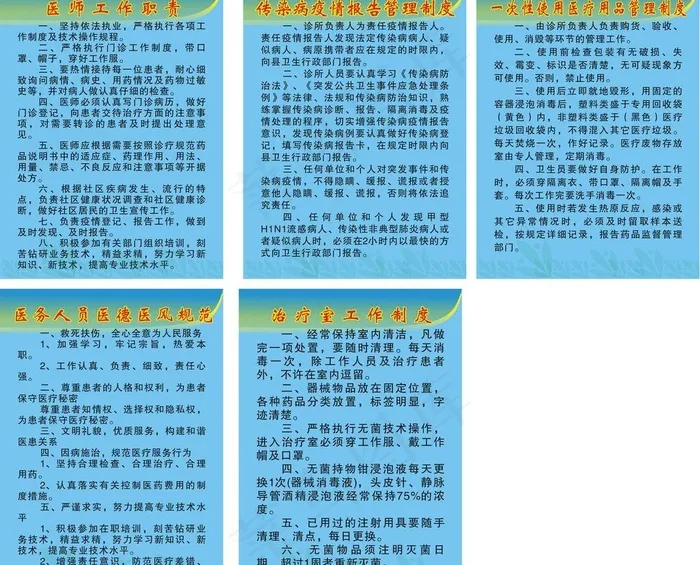 诊所制度表图片cdr矢量模版下载