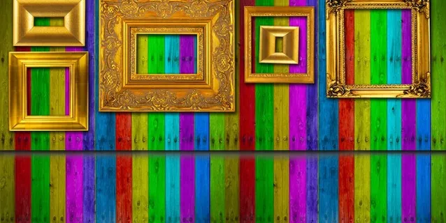 欧式相框 彩色木板背景图片