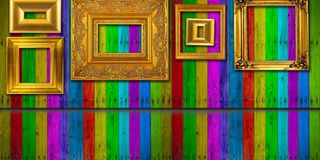 欧式相框 彩色木板背景图片