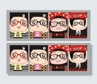 可爱卡通本本卡片设计矢量素材