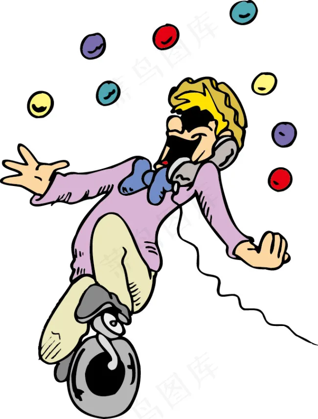 插画独轮车表演eps,ai矢量模版下载