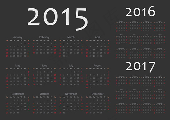 2015年日历矢量素材