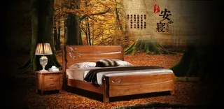 实木家居床品家具海报