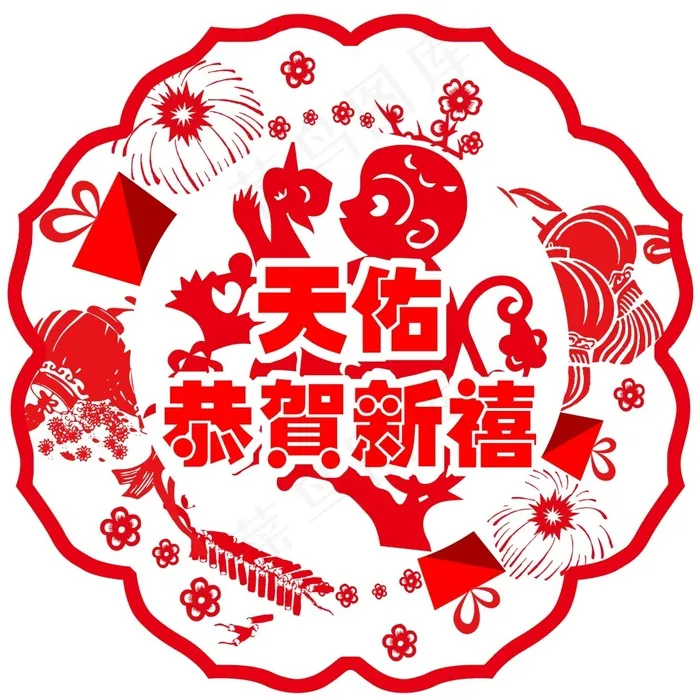 新春玻璃贴psd模版下载