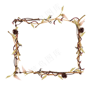 手绘正方形藤蔓相框png透明素材