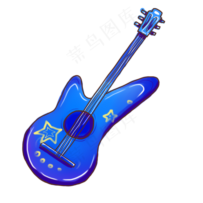 蓝色的乐器吉他插画蓝色的乐器吉他插画