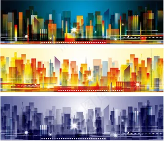 抽象梦幻城市剪影矢量素材