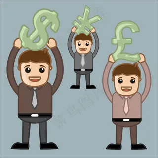 不同的货币符号-办公和商务人士的卡...