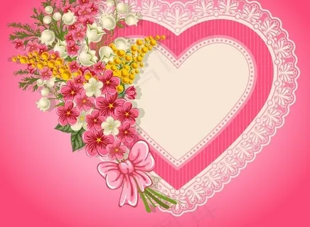 情人节花卉装饰边框矢量