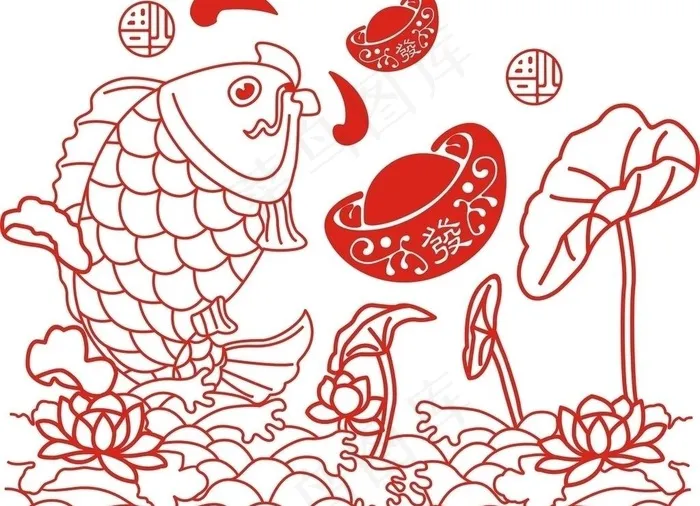 鲤鱼莲花图片cdr矢量模版下载