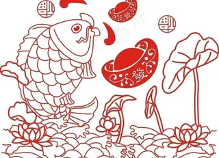 鲤鱼莲花图片