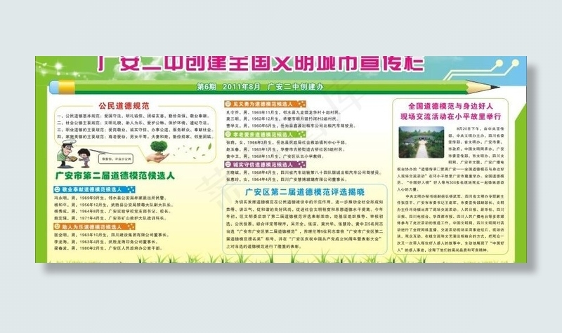 广安二中创建全国文明城市宣传栏第6...cdr矢量模版下载