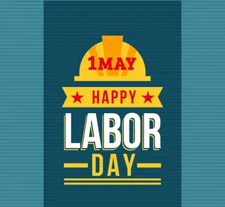 戴黄色头盔的劳动节背景