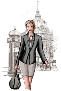 时尚手绘美女设计矢量素材