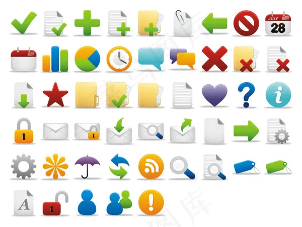 卡通简约风格网页设计常用图标png