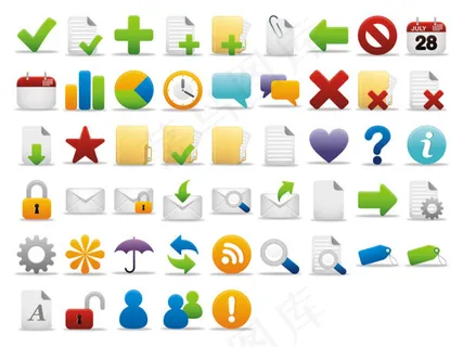 卡通简约风格网页设计常用图标png