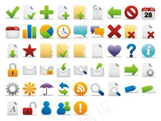 卡通简约风格网页设计常用图标png