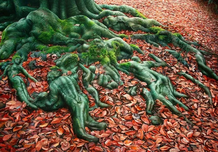 油画 神奇的树根图片