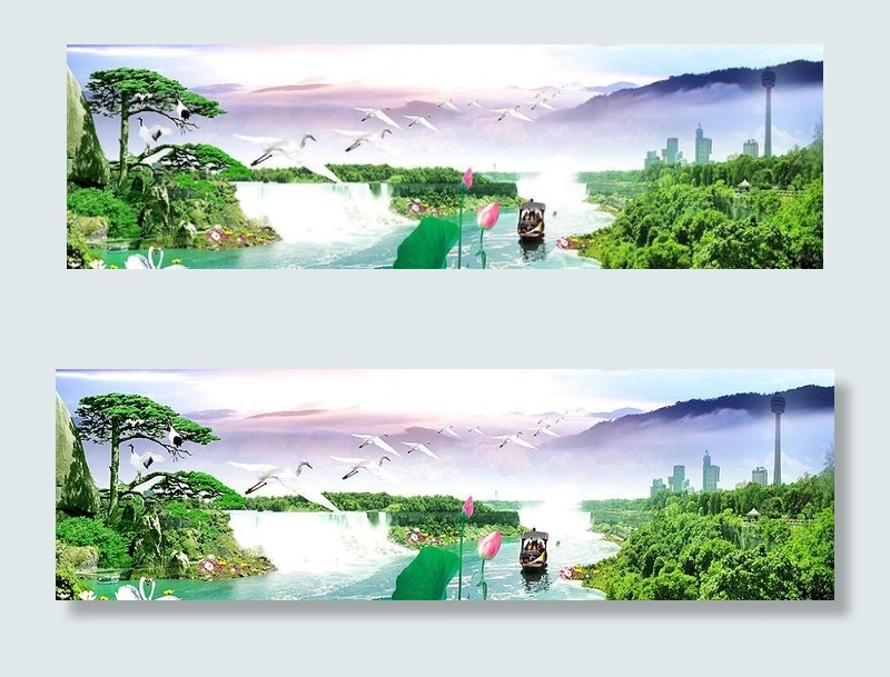 山水瀑布图片(5596X2070(DPI:300))psd模版下载