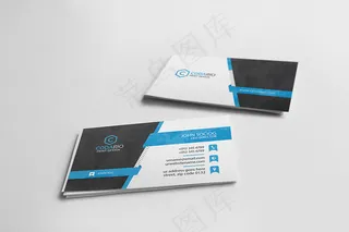 蓝色大气商务名片模板