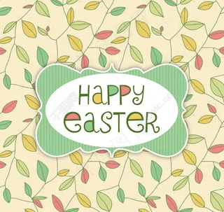 复活节彩色树叶贺卡