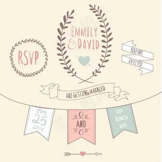 婚礼请柬模板黑板风格矢量卡 婚礼请柬模板黑板风格矢量卡