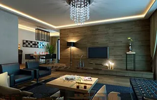 现代的深色的客厅