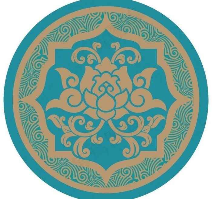 花纹荷花传统纹样图片cdr矢量模版下载