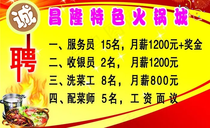 火锅城招聘广告psd模版下载
