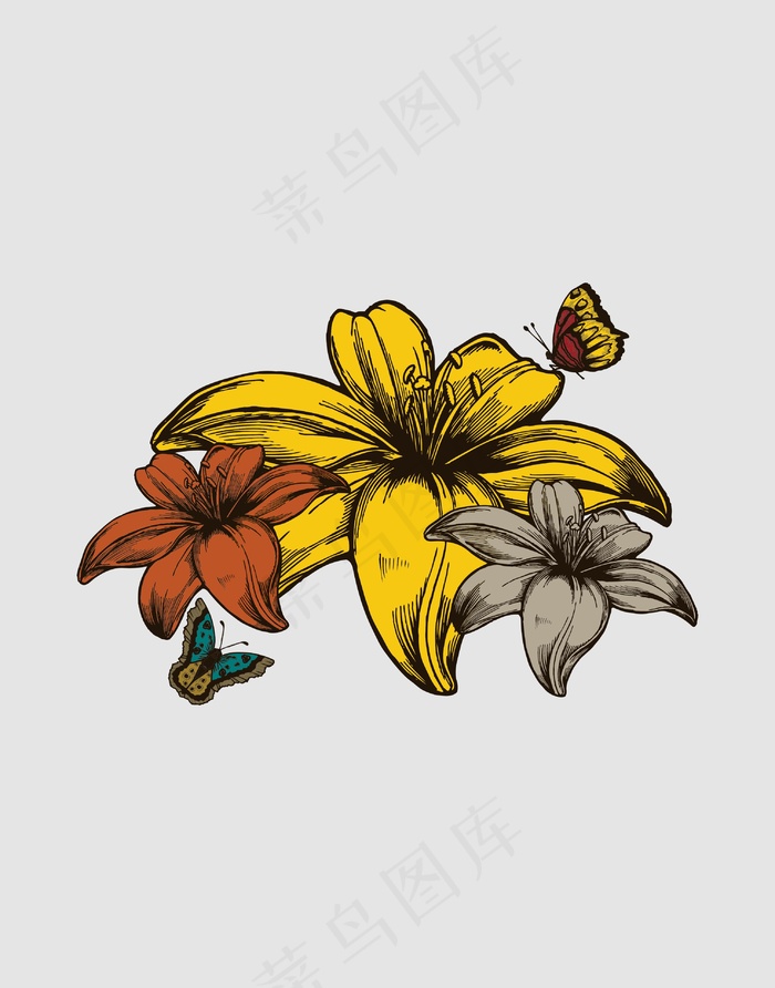 手绘植物花卉ai矢量模版下载