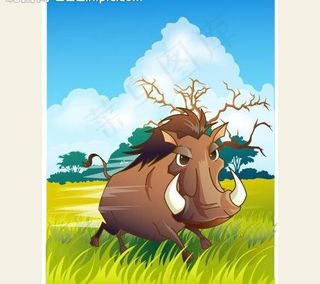 可爱小动物绿色野猪图片