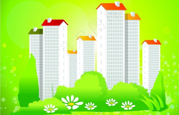 绿色城市生活矢量图片