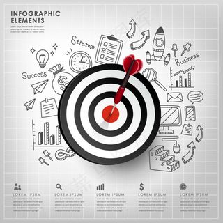 飞镖与镖盘信息图矢量素材