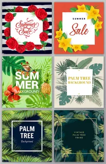 彩色花草贺卡背景素材