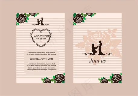 创意黑色玫瑰婚礼邀请函