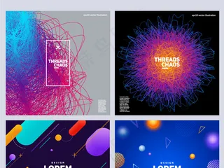 时尚潮流几何点线面背景设计矢量图素...