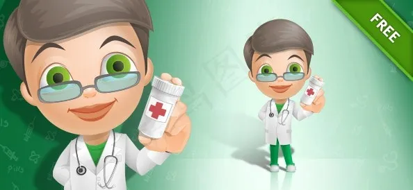 医生人物矢量图ai矢量模版下载