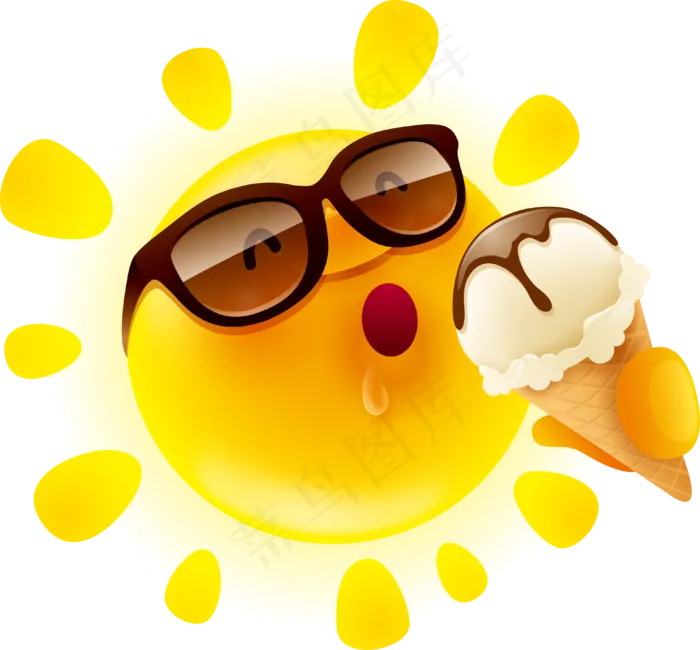 卡通太阳公公笑脸表情免扣PNG素材