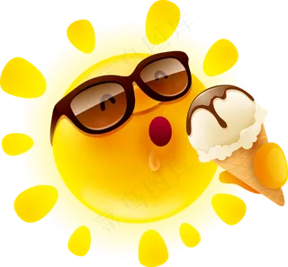 卡通太阳公公笑脸表情免扣PNG素材