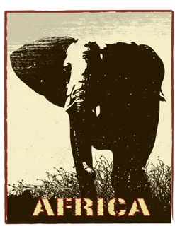 草原大象矢量素材