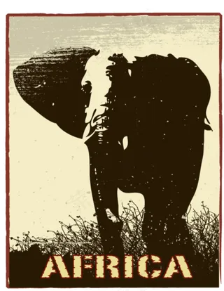 草原大象矢量素材