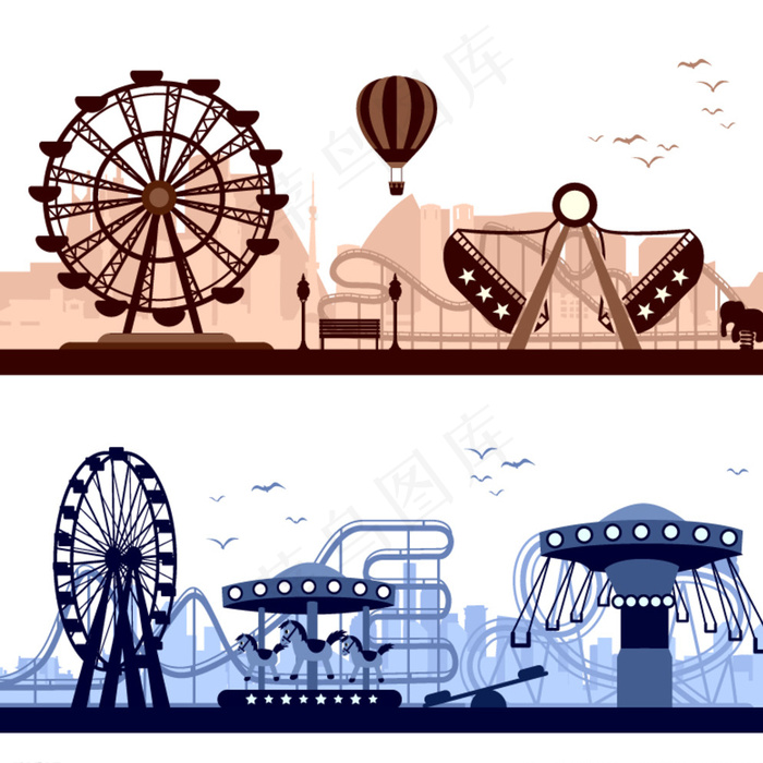 游乐园设施banner矢量素材图片