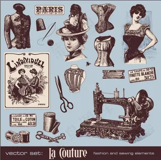 欧式裁缝元素—矢量素材