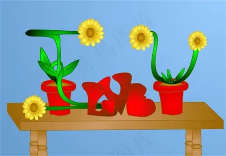 桌面盆栽向日葵生长flash