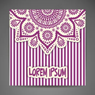 粉红色卡片上饰以条纹背景曼荼罗